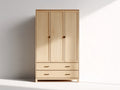 Kleiderschrank aus Holz mit 3 Türen und 2 Schubladen 120 x 55 x 200 cm - Natur - moderner Schlafzimmerstil