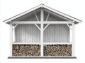 Kaminholzregal - Weißes Holzregal mit Satteldach 320 x 120 x 230 cm - Überdachter Brennholzunterstand für Außenbereich