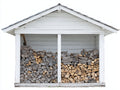Kaminholzregal aus Holz mit 2 Fächern 220 x 75 x 190 cm - Weiß-Grau - überdachte Holzlagerung