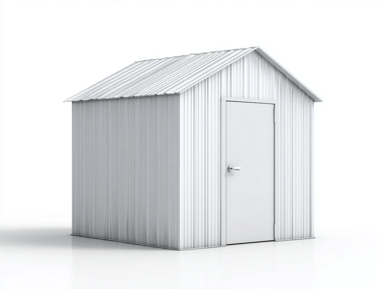 Gartenhäuser Metall Gerätehaus mit 1 Tür 240x180x210 cm - Weiß-Silber - Modernes Design für Garten