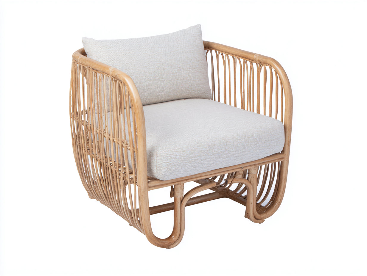 Polyrattan Gartensessel Rattansessel 82x78x76 cm - Natur-Beige - Modernes Design für Garten