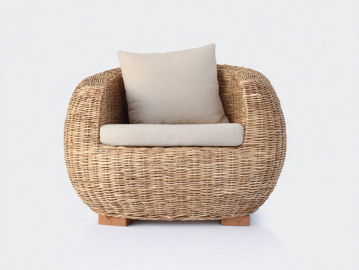 Polyrattan Gartensessel Geflechtsessel 90x86x78 cm - Natur - Modernes Design für Garten