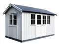 Gartenhäuser - Weißes Gartenhaus mit 2 Türen und Fenstern 320 x 220 x 240 cm - Gerätehaus mit Satteldach