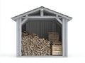 Kaminholzregal Holz 220x80x220 cm - Weiß-Grau - überdacht für Außenbereich