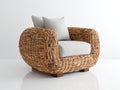 Polyrattan Gartensessel 86x84x78 cm - Naturfarben-Beige - rund geformt mit Armlehnen für Garten und Terrasse