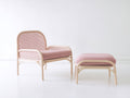 Polyrattan Gartensessel mit Fußhocker 72 x 70 x 78 cm - Natur-Rosa - moderner Gartenbereich