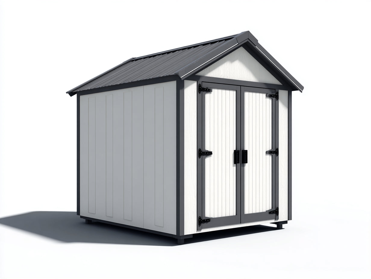 Gartenhäuser Gerätehaus aus Metall 220 x 180 x 210 cm - Weiß-Anthrazit - moderne Außenlagerung