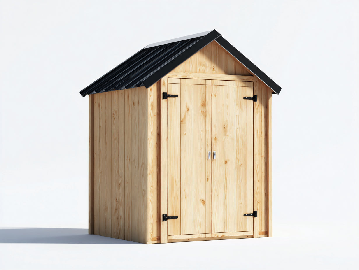Gartenhäuser Holz 180x150x220 cm - Naturfarben-Schwarz - Satteldach und Doppeltür für Garten