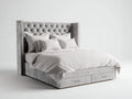 Doppelbett - Gepolstertes Bett in Hellgrau mit 2 Schubladen 215 x 180 x 132 cm - Klassisches Stauraumbett für Schlafzimmer