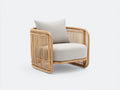 Polyrattan Gartensessel 78x74x76 cm - Naturfarben-Beige - gebogener Rahmen mit Armlehnen für Garten und Terrasse