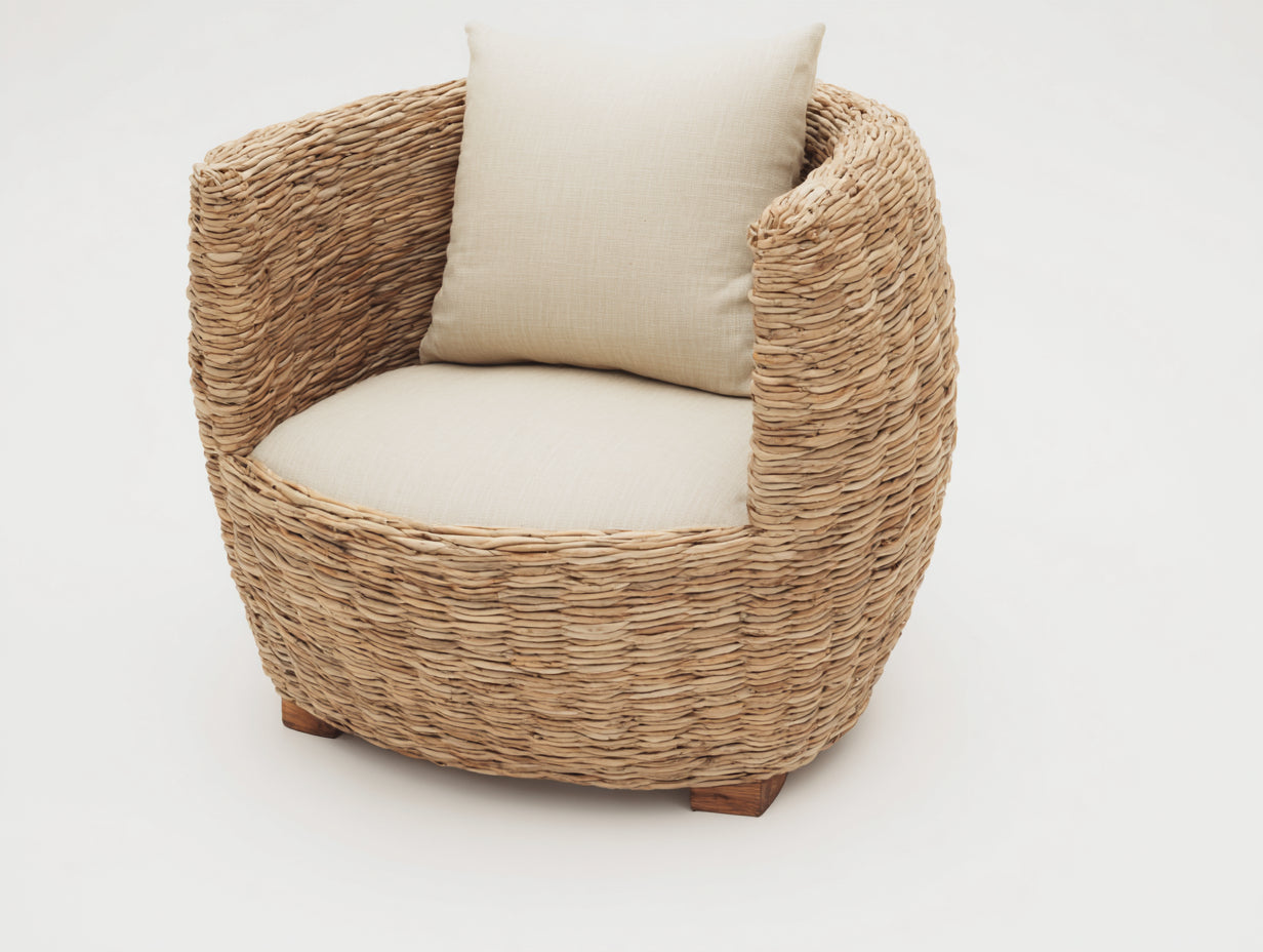 Polyrattan Gartensessel in Geflechtoptik 80 x 78 x 76 cm - Natur-Beige-Braun - moderner Lounge-Stil