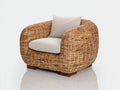 Polyrattan Gartensessel - Naturbeiges Geflecht mit beiger Polsterung 96 x 88 x 76 cm - Moderner Loungesessel für Garten