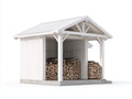 Kaminholzregal - Weißes Holzregal mit Dach 300 x 160 x 230 cm - Überdachter Brennholzunterstand für Außenbereich