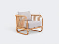 Polyrattan Gartensessel - Naturfarbenes Geflecht mit beiger Polsterung 78 x 76 x 80 cm - Moderner Loungesessel für Garten